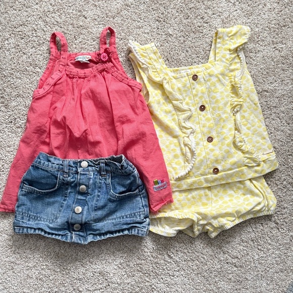 Kids Pink and Yellow Tops Set bundle 4T summer clothes jean skort tahari set - Picture 1 of 9